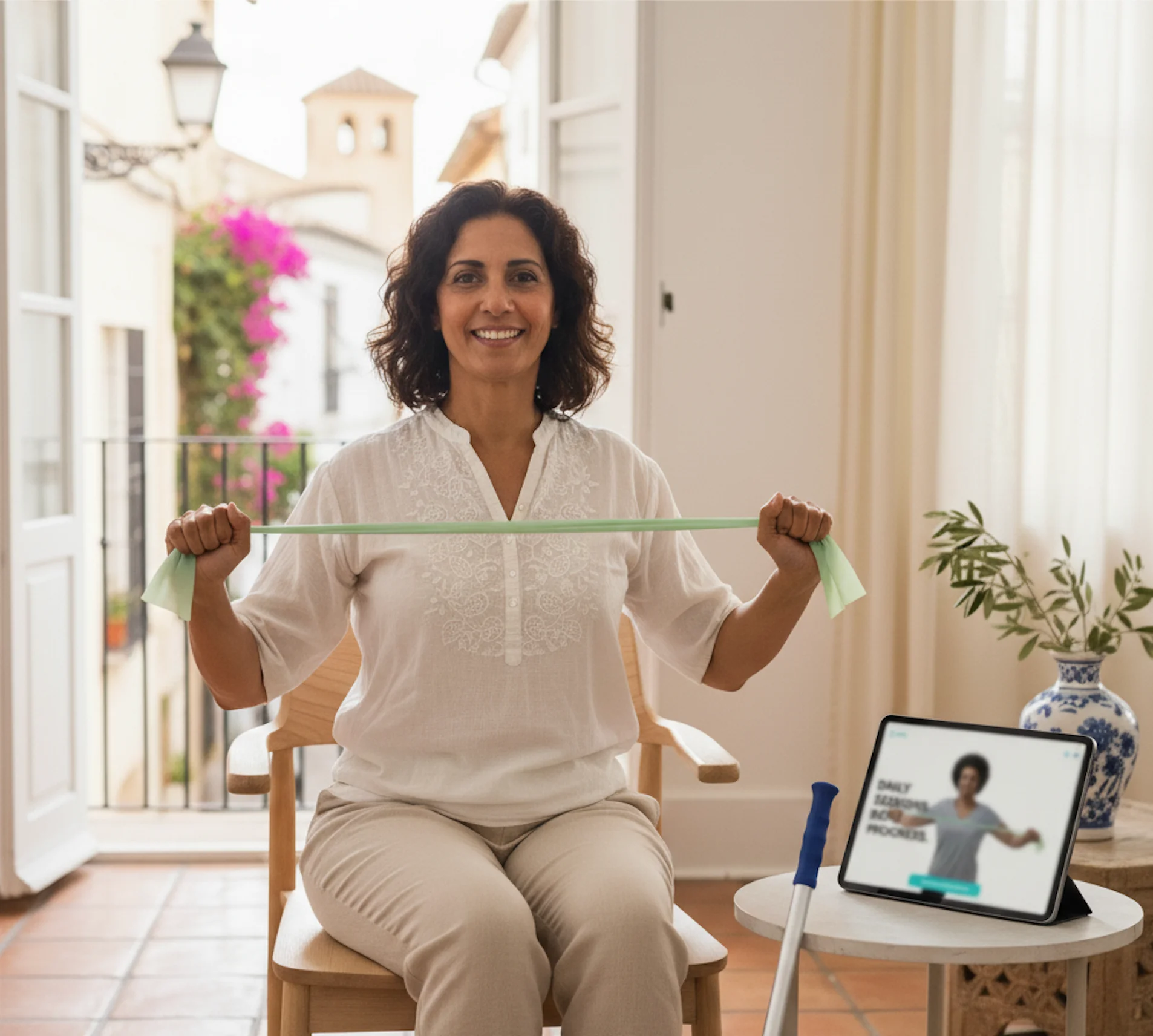 Profesional de Activación Muscular Asistida asistiendo a una persona durante una sesión de activación muscular.